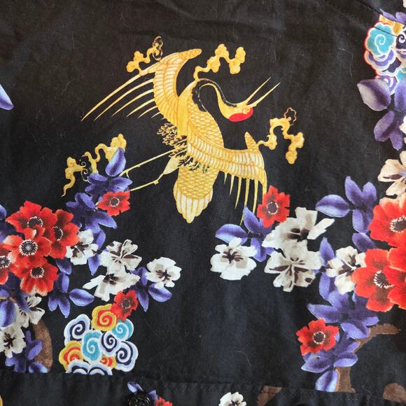 Paisley & Gray Button-down Shirt Black Floral Size Large 17 Slim-fit, Cranes - Picture 10 of 12